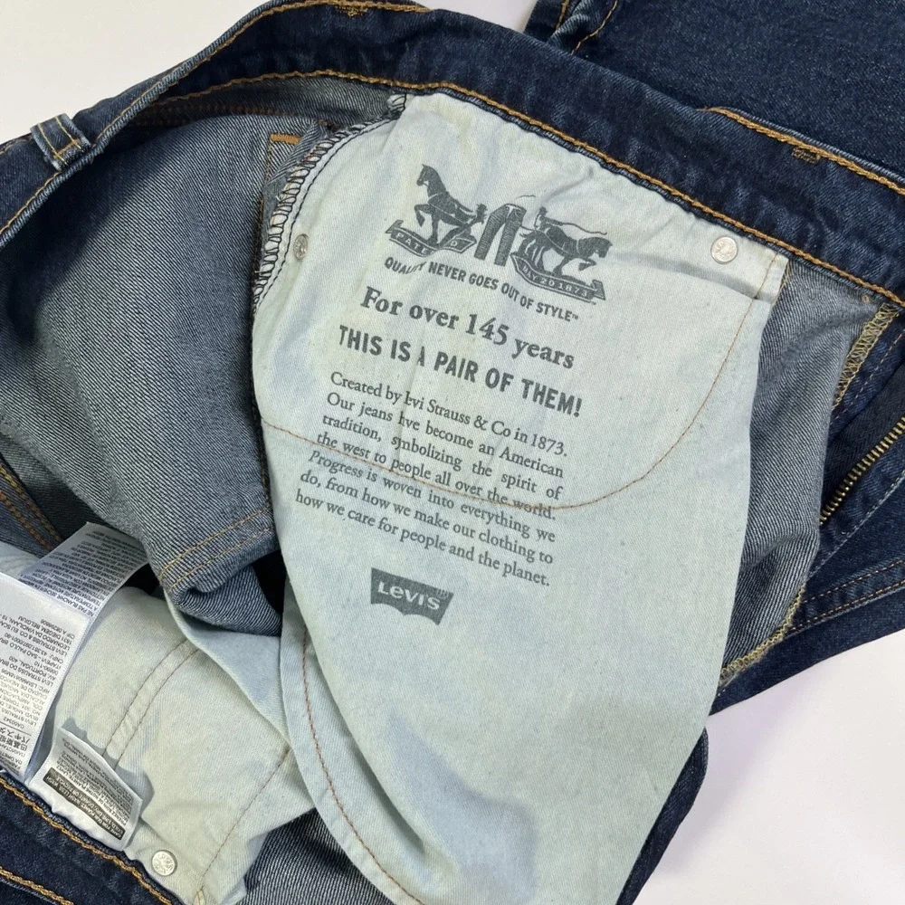 Levi's 505 Mens 40x30 Dark Wash Blue Denim Stretch Regular Straight Leg Jeans